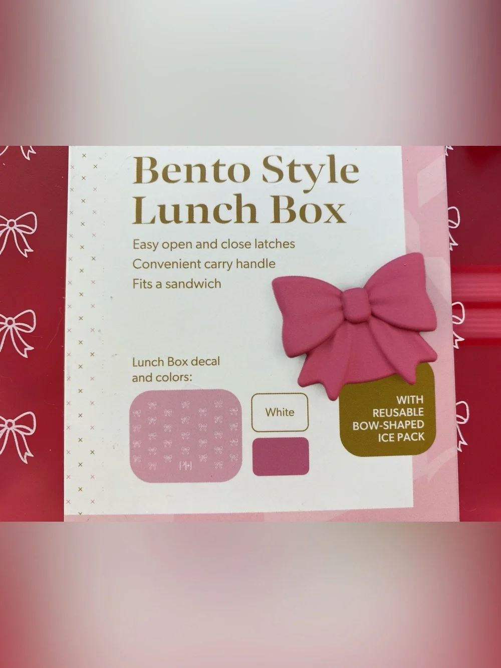 Paris Hilton ❤️Bow Bento style Lunch Box WITH REUSABLE BOW-SHAPED ICE PACK New